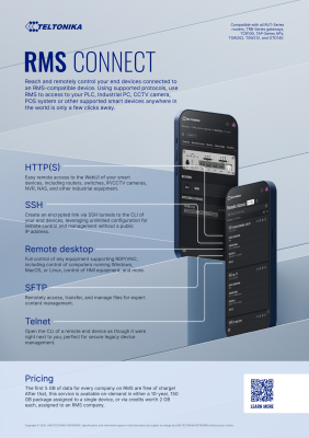 Teltonika 150GB Data für RMS Connect/VPN - 1 Gerät - 150GB (10 Jahre gültig)